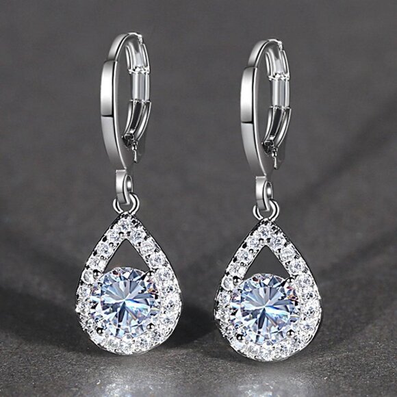 925 Silver Plated Fashionable CZ Earrings For Women, FB16FA1148 - Picture 2 of 7